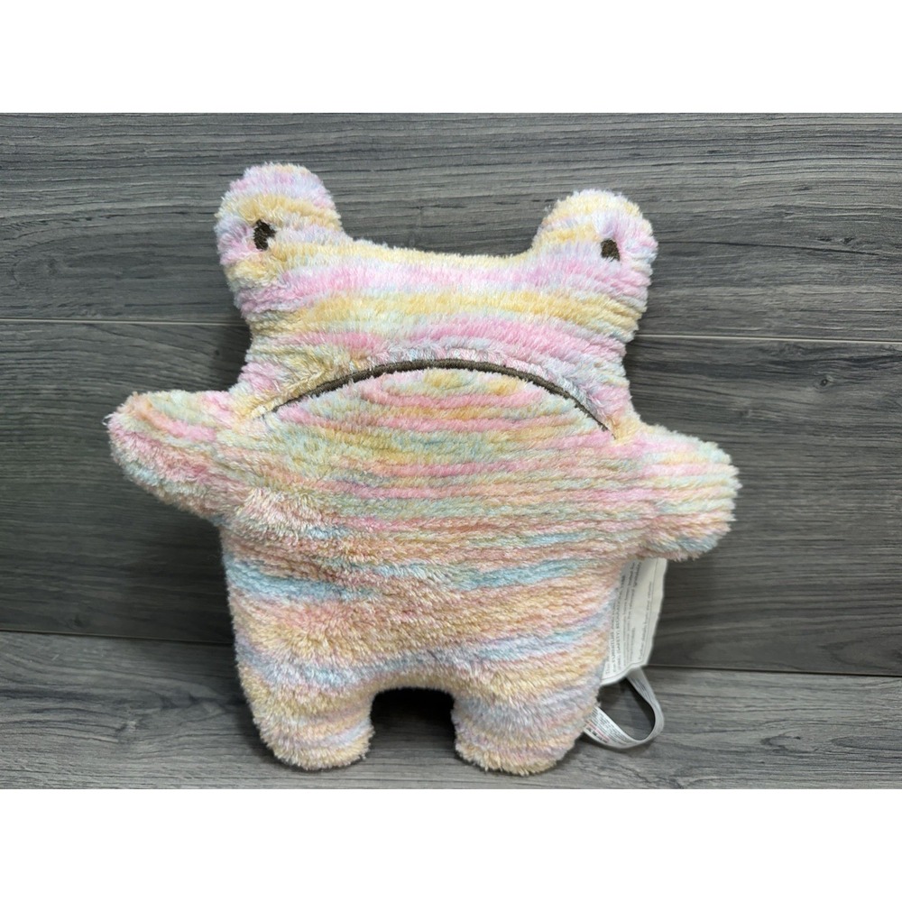 Urban Outfitters Grumpy Frog Cushion Pillow Plush Multi Colored Striped 11" Cute